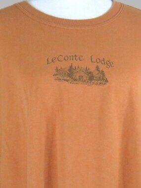 Men's Orange Long-Sleeve T-Shirt Smoky Mountains LeConte Lodge Size 2XL (C1941)